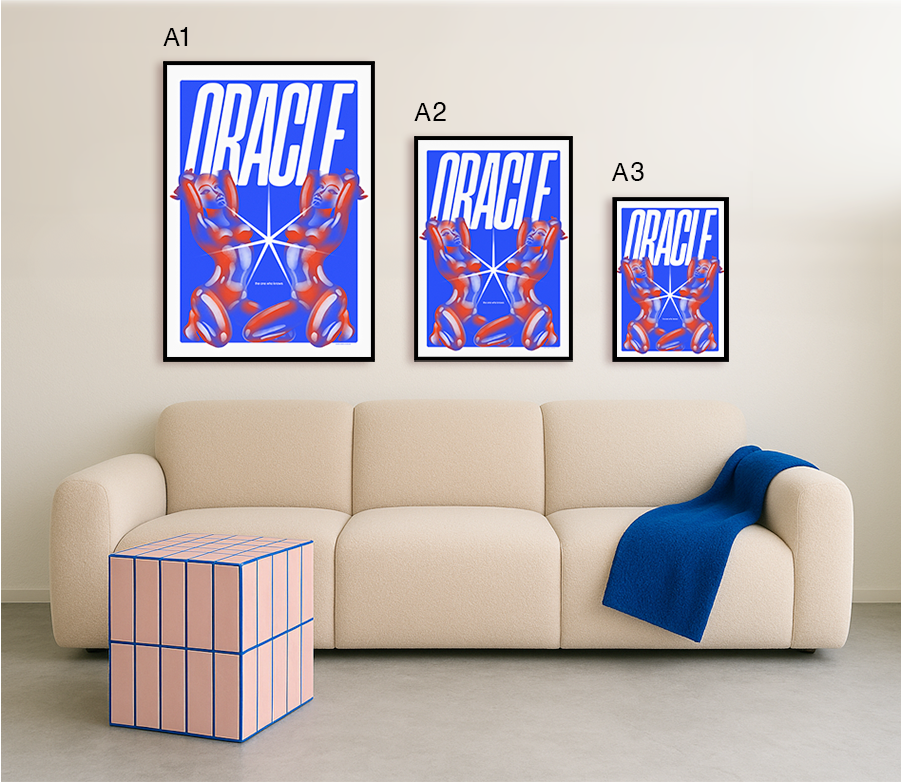 Size comparison guide showing A1, A2, and A3 print sizes